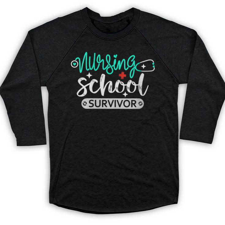 Nursing School Survivor RN Grad Nurse Graduation Student Baseball Raglan Shirt