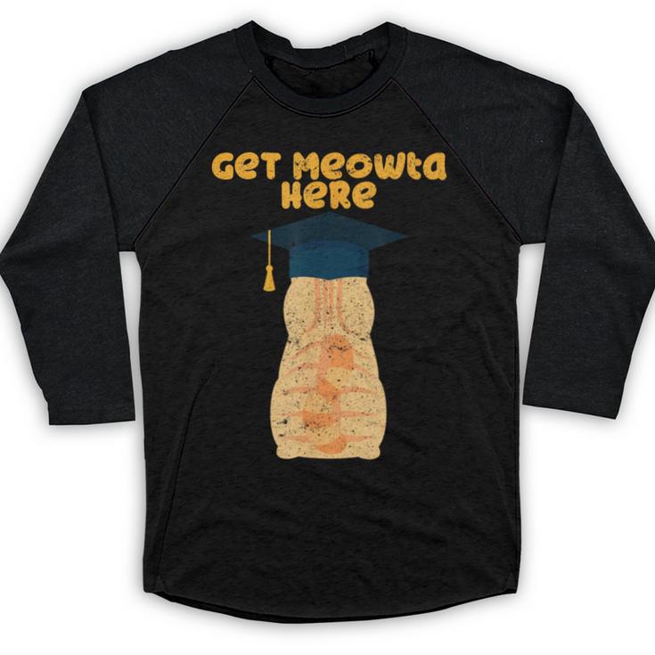 Orange Tabby Cat Graduation Distressed Shirt For Grads For Men Women Girls Kids Baseball Raglan Shirt