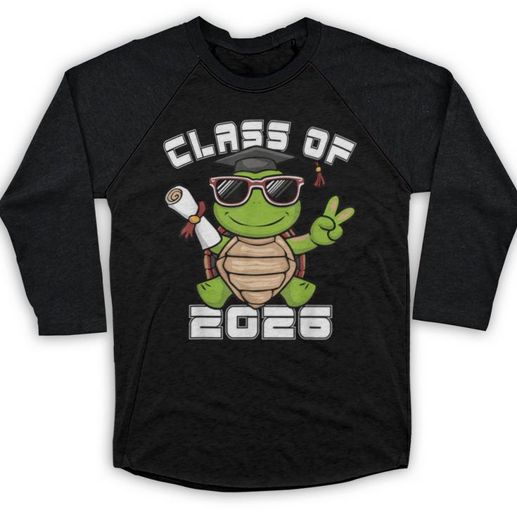 Peace Sign Hand Turtle Class Of 2026 Graduation Baseball Raglan Shirt
