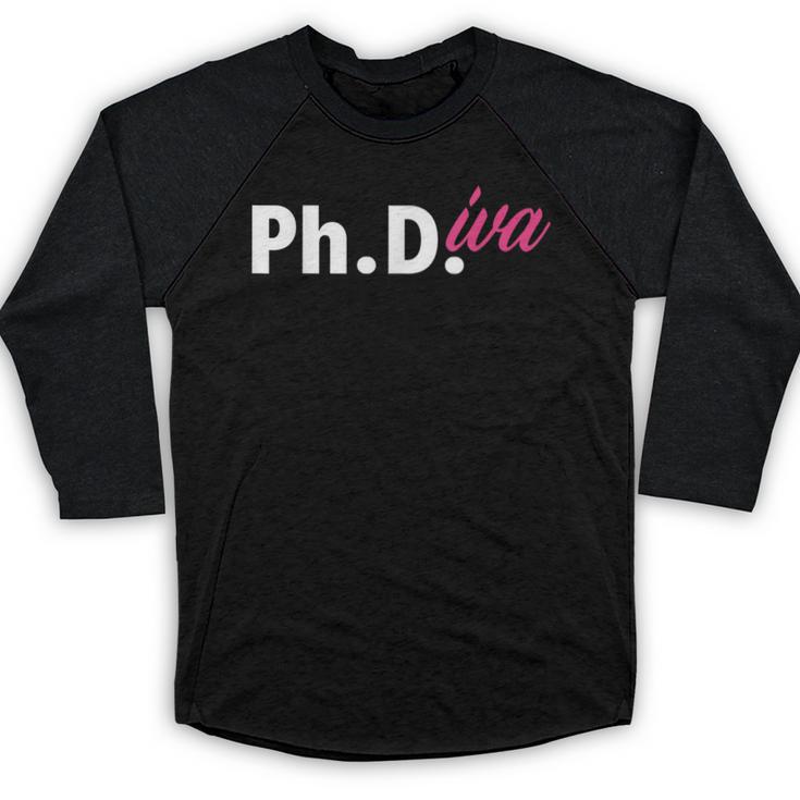 Ph Diva Women Dissertation Doctoral Degree Graduation PhD Baseball Raglan Shirt