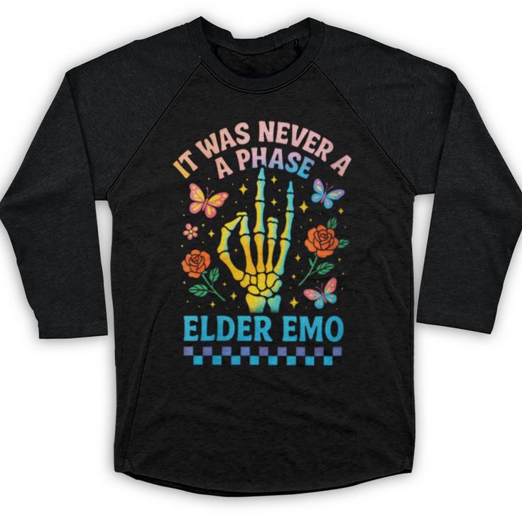 It Was Never A Phase Elder Emo Nostalgia Baseball Raglan Shirt