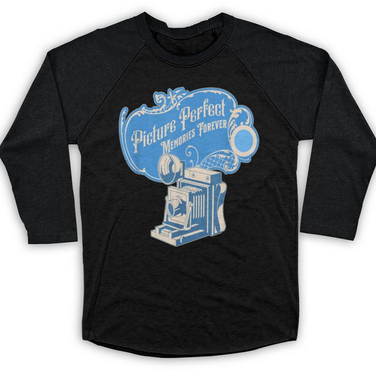 Picture Perfect Memories Forever Vintage Camera Nostalgia Baseball Raglan Shirt