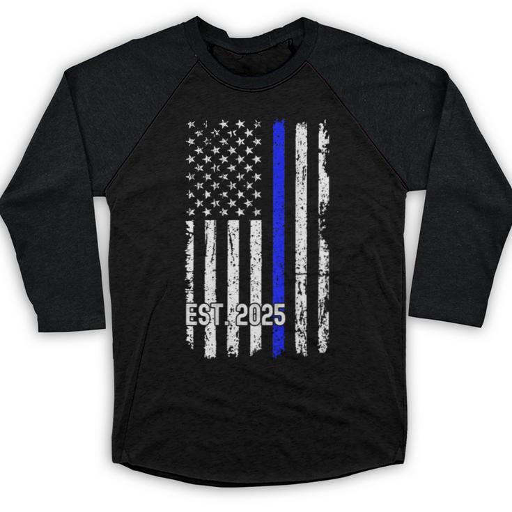 Police Graduation Est 2025 Back Print Police Academy Vintage Baseball Raglan Shirt