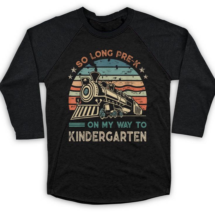 Pre-k Graduation To Kindergarten Retro Vintage Train Kids Baseball Raglan Shirt