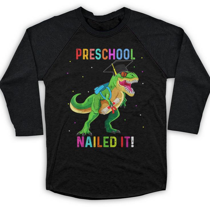 Preschool Graduation Class Of 2022 Graduate Dinosaur Kids Baseball Raglan Shirt
