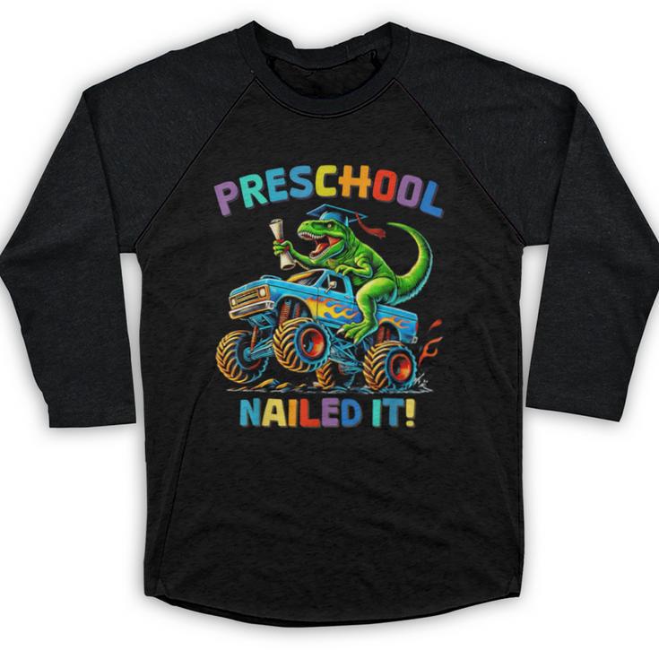 Preschool Graduation Monster Truck Dinosaur Boys Dino Tee Baseball Raglan Shirt