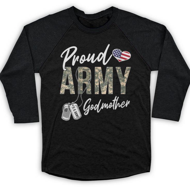Proud Army Godmother Army Graduation Godmother US Army Baseball Raglan Shirt