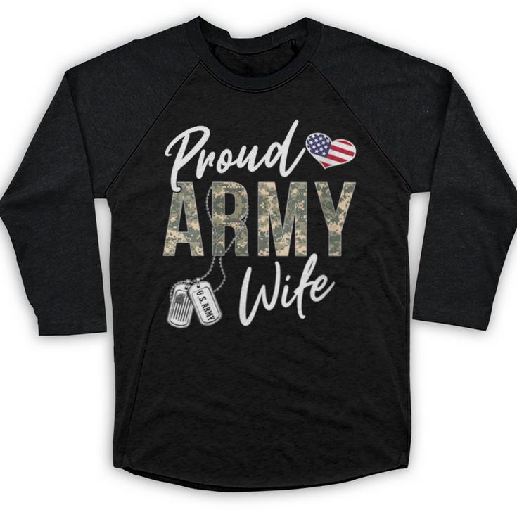 Proud Army Wife Army Graduation Wife US Army Wife Baseball Raglan Shirt