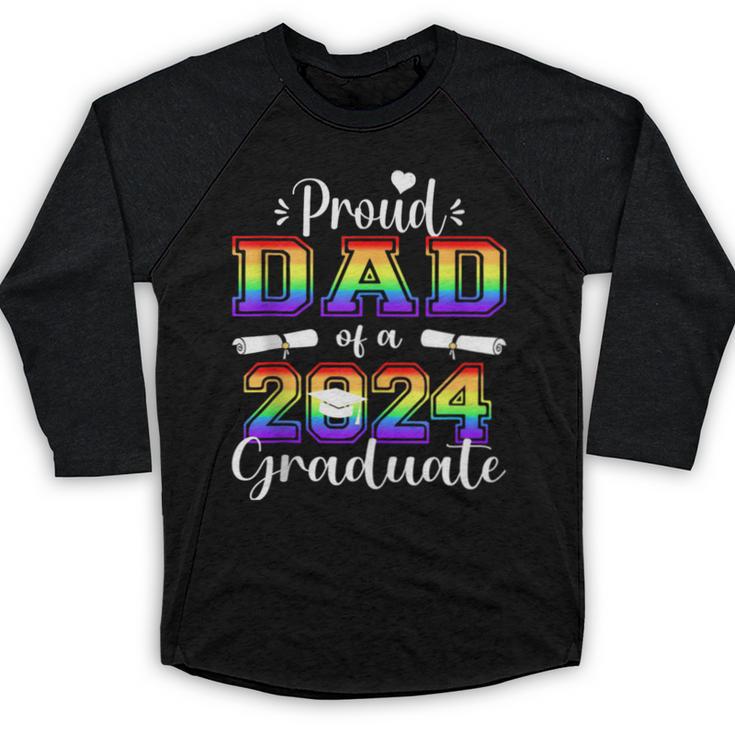 Proud Dad Of 2024 Graduate Class 2024 Graduation Family Baseball Raglan Shirt