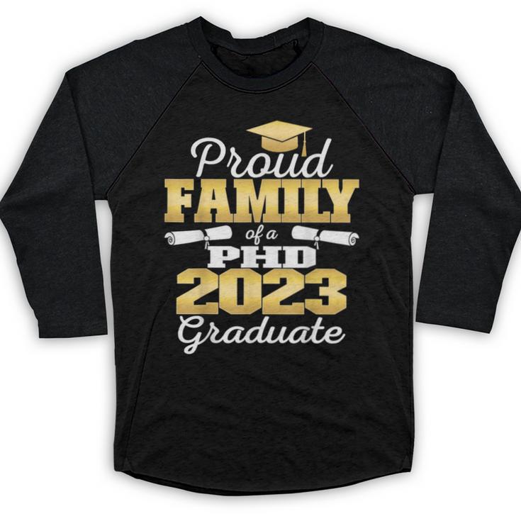 Proud Family Class Of 2023 PHD Graduate Doctorate Graduation Baseball Raglan Shirt