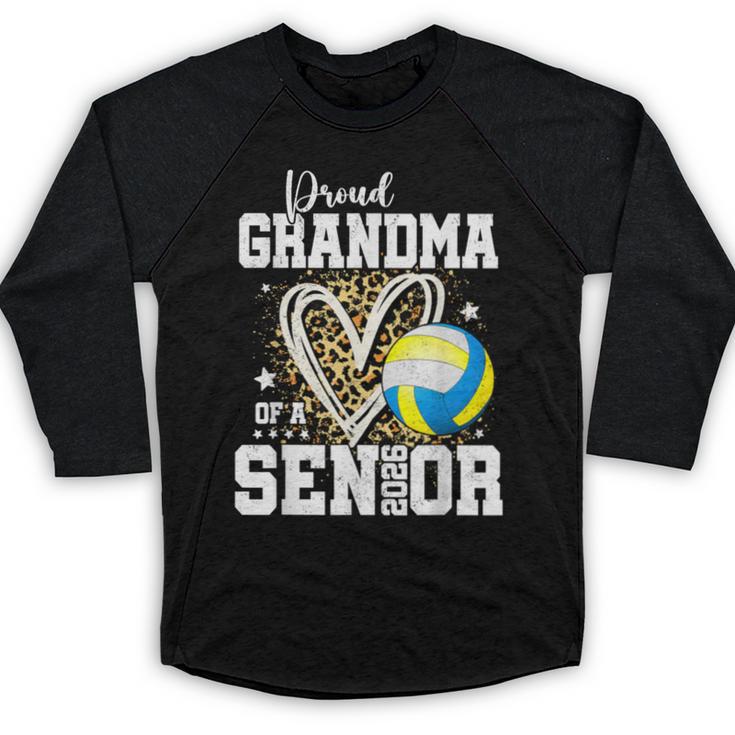 Proud Grandma Of A 2026 Senior Volleyball Graduation Leopard Baseball Raglan Shirt