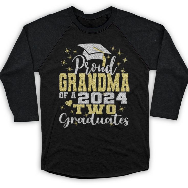 Proud Grandma Of Two 2024 Graduate Class 2024 Graduation Baseball Raglan Shirt