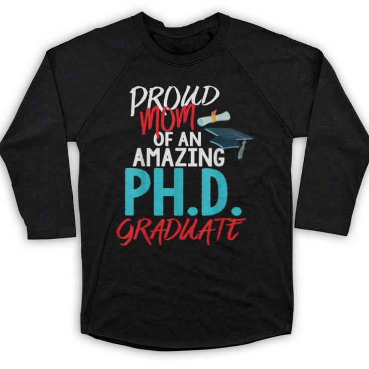 Proud Mom PhD Doctoral Graduation Doctorate Degree Baseball Raglan Shirt