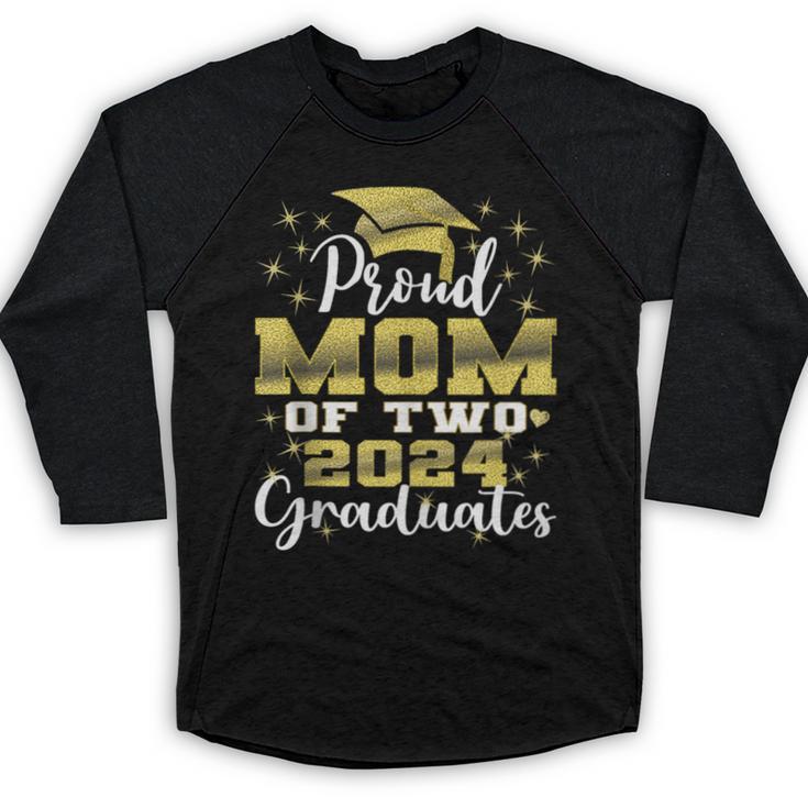 Proud Mom Of Two 2024 Graduate Class 2024 Graduation Family Baseball Raglan Shirt
