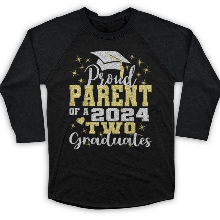 Proud Parent Of Two 2024 Graduate Class 2024 Graduation Baseball Raglan Shirt