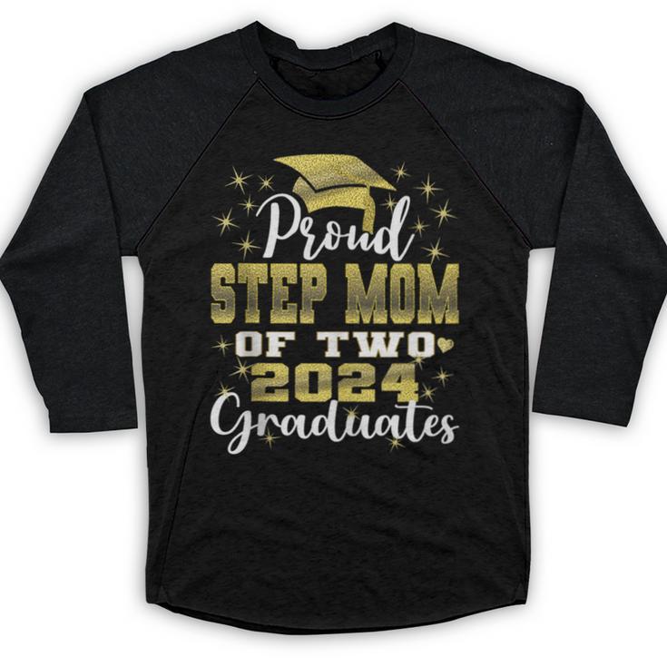 Proud Step Mom Of Two 2024 Graduate Class 2024 Graduation Baseball Raglan Shirt