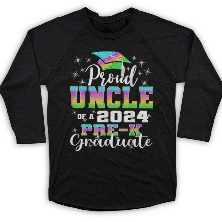Proud Uncle Of PreK School Graduate 2024 Graduation Uncle Baseball Raglan Shirt