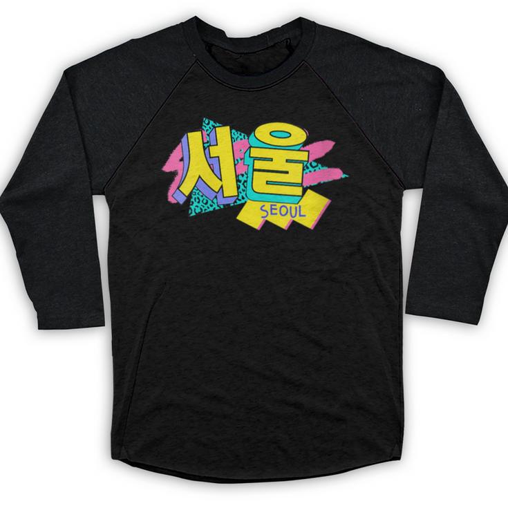 Rad Retro Seoul 90s Style Vintage South Korea 90s Nostalgia Baseball Raglan Shirt