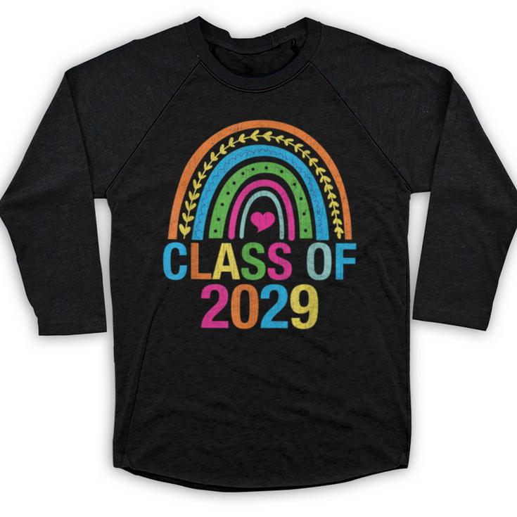 Rainbow Senior 2029 Shirt Class Of 2029 Cute Graduation Baseball Raglan Shirt