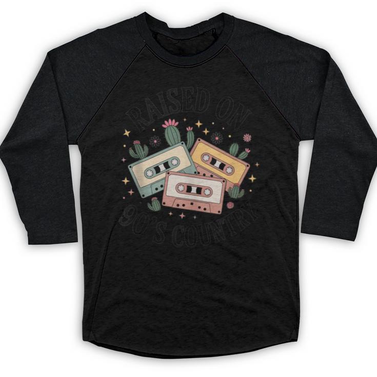 Raised On 90's Country Music Lover Nostalgia Retro Vibe Baseball Raglan Shirt