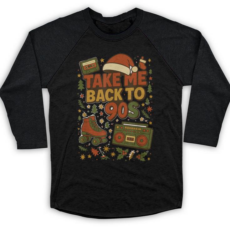 Retro 90s 80s Baby Christmas Holiday Nostalgia Baseball Raglan Shirt