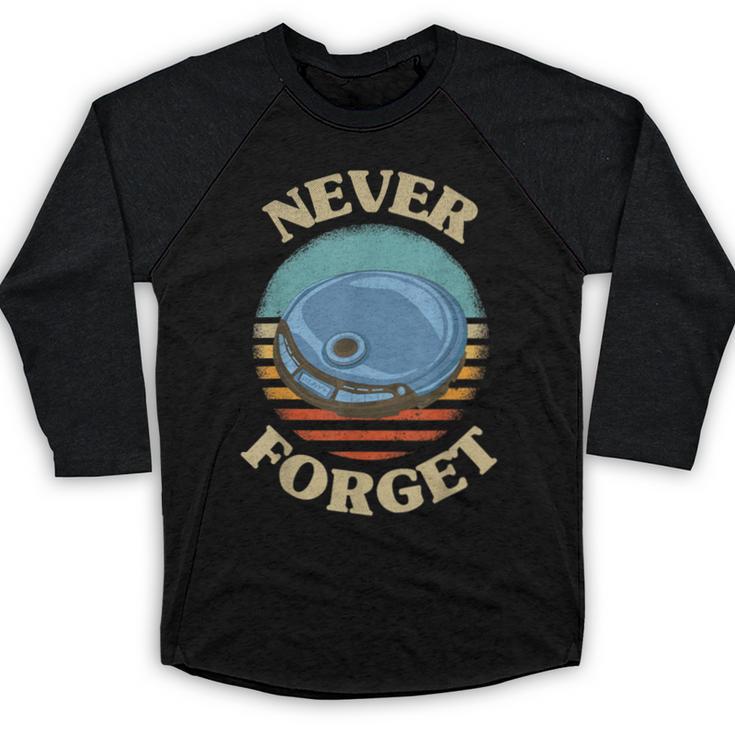 Retro CD Player Never Forget Nostalgia Vintage Baseball Raglan Shirt