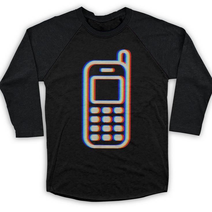 Retro Cell Vintage Mobile Phone 90s Nostalgia Vaporwave Fun Baseball Raglan Shirt