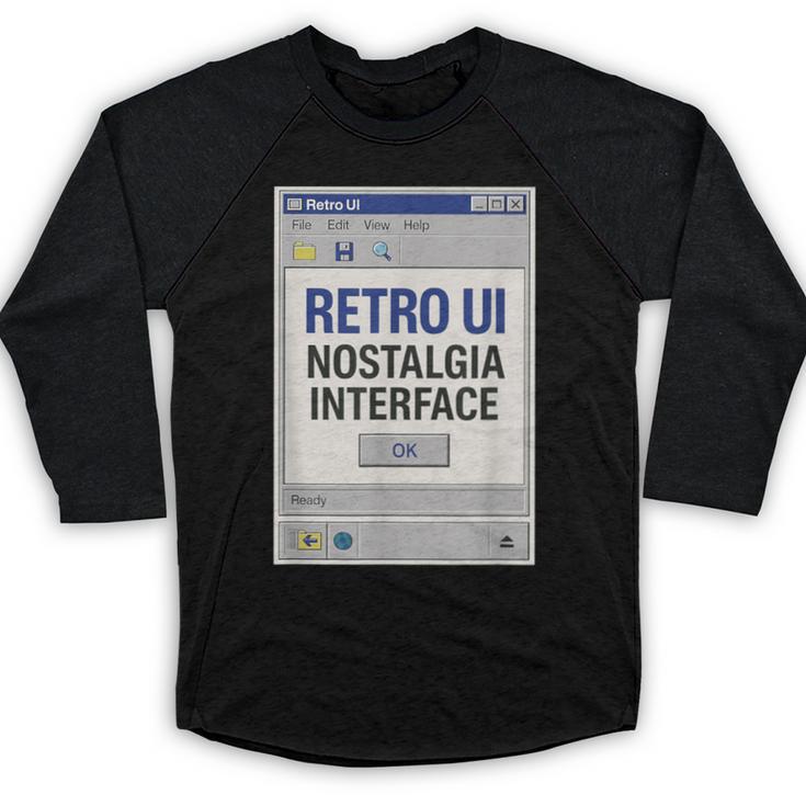 Retro Computer Dialog Box 90s Desktop Interface Nostalgia Baseball Raglan Shirt
