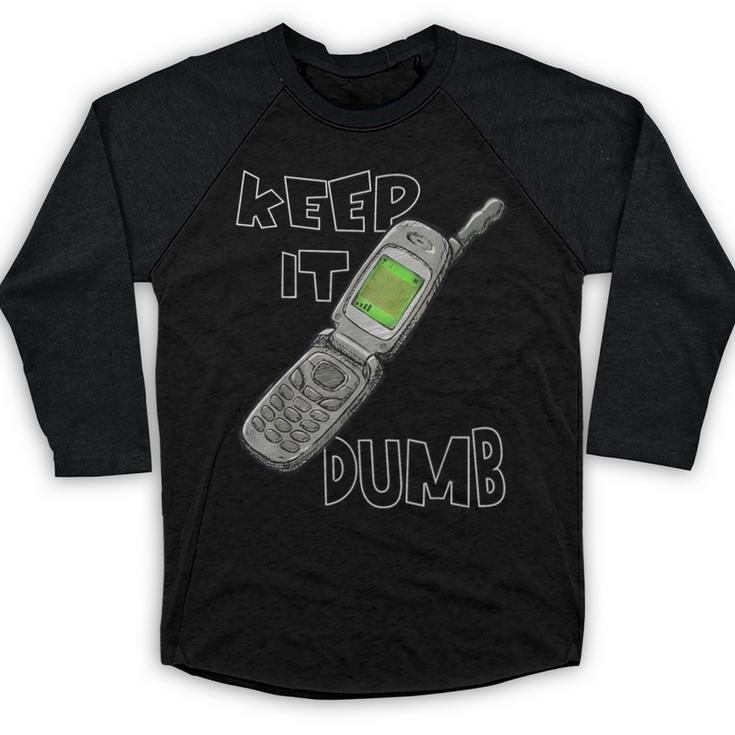 Retro Dumb Flip Phone Vintage 90s Y2K Tech Nostalgia Baseball Raglan Shirt