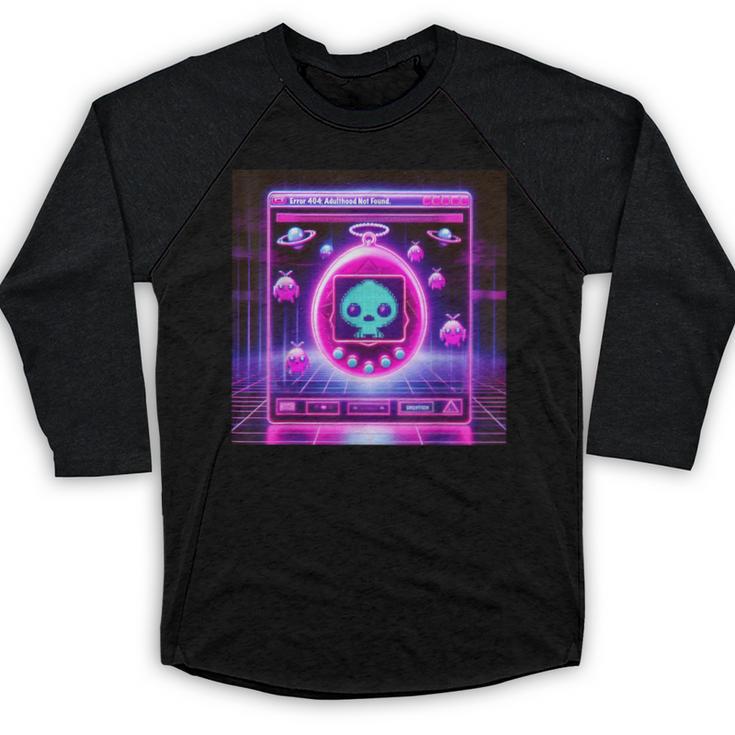 Retro Nostalgia Vaporwave- Error 404 Baseball Raglan Shirt