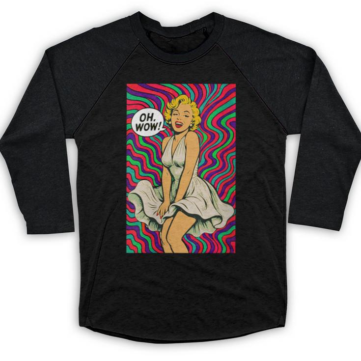 Retro Pop Art Vintage Style Blonde Psychedelic 50s Nostalgia Baseball Raglan Shirt