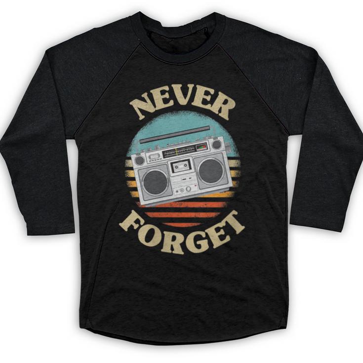 Retro Radio Never Forget Nostalgia Vintage Baseball Raglan Shirt
