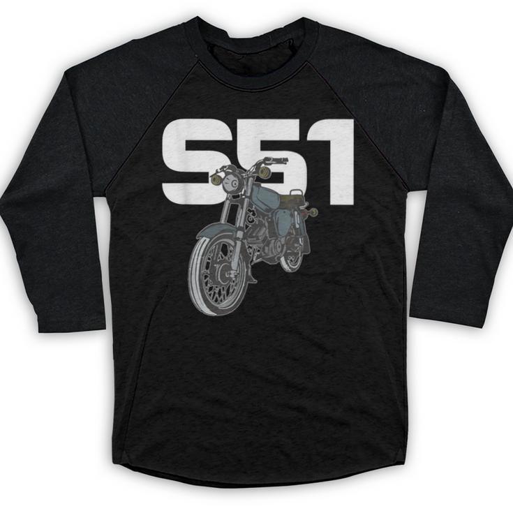 Retro Simme Moped Nostalgia Eastern Block Schwalbe Driver DDR Baseball Raglan Shirt