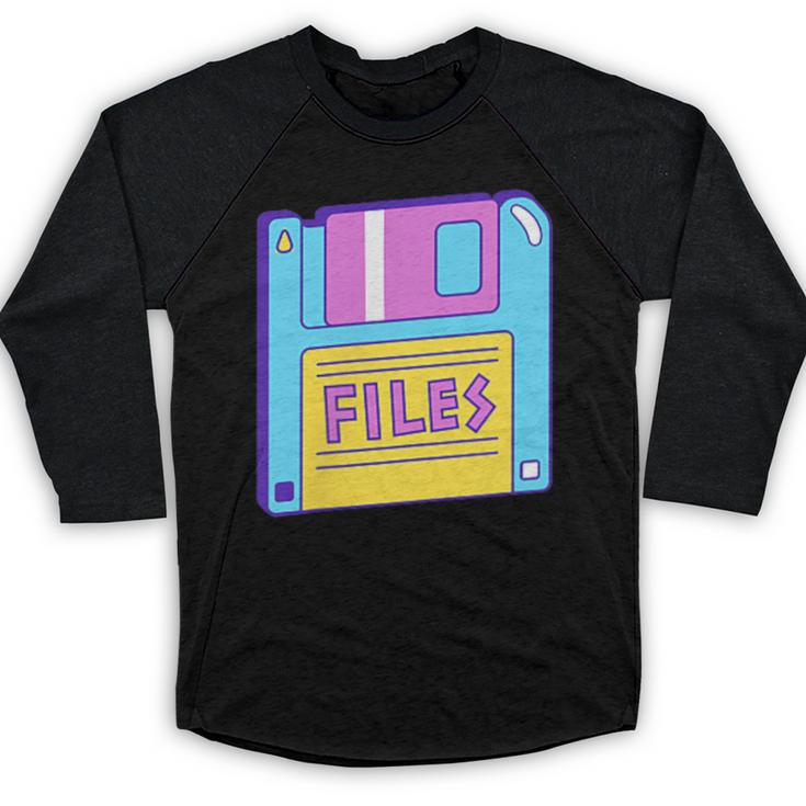 Retro TechnologyOld School Floppy Nostalgia 90s Generation Baseball Raglan Shirt