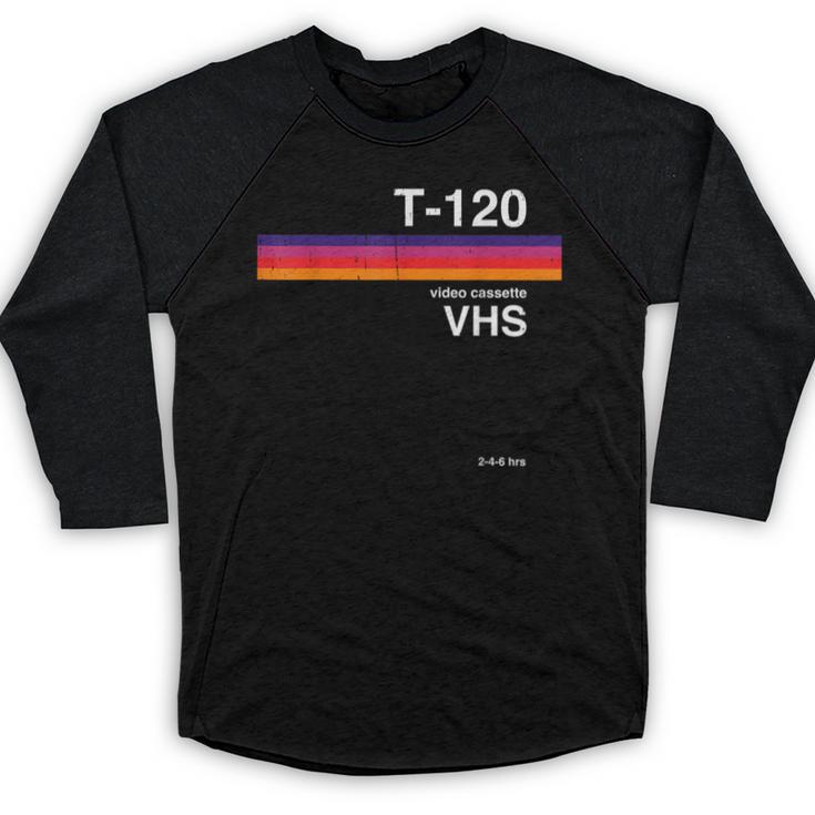 Retro VHS Tape Graphics 80s 90s Nostalgia Costume Baseball Raglan Shirt