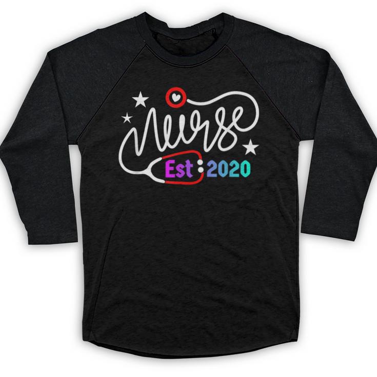 RN New Nurse Est 2020 Cute Nursing School Graduation 2K20 Baseball Raglan Shirt