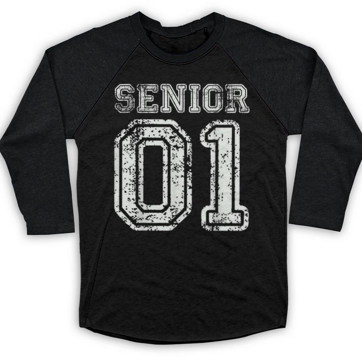 Senior 01 Class Of 2001 Retro College High School Graduation Baseball Raglan Shirt