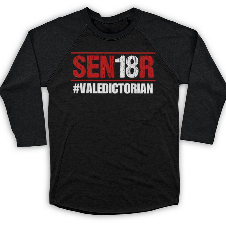 Senior 2018 Valedictorian School Colors Graduation Baseball Raglan Shirt