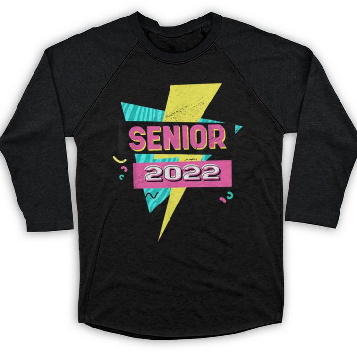 Senior 2022 Graduation Class Of 2022 Retro 90's Graduation Baseball Raglan Shirt
