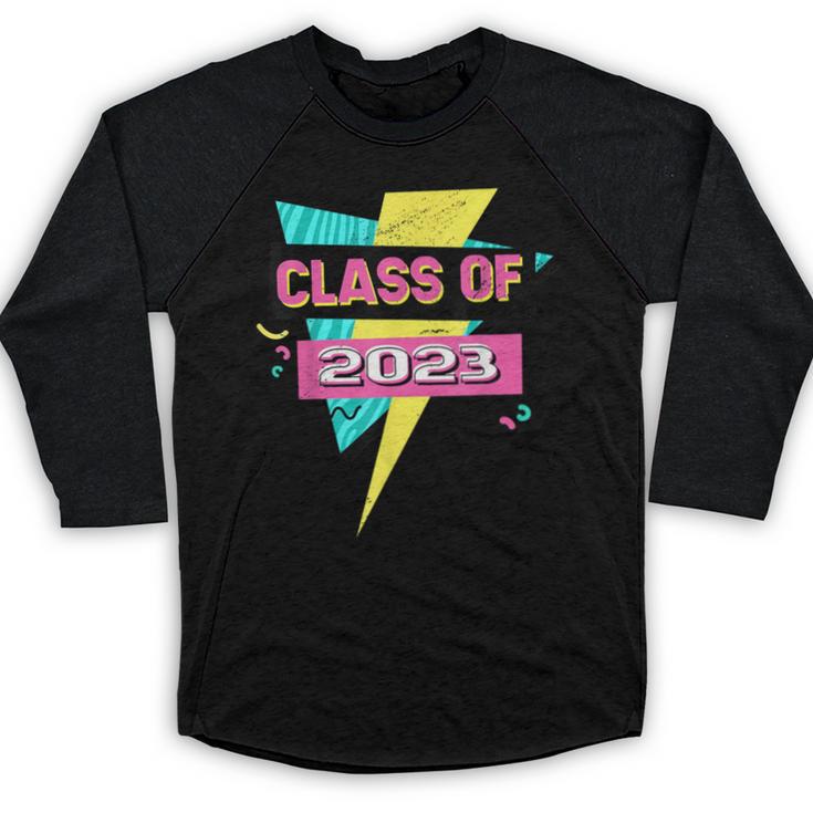 Senior 2023 Graduation Class Of 2023 Retro 90's Graduation Baseball Raglan Shirt