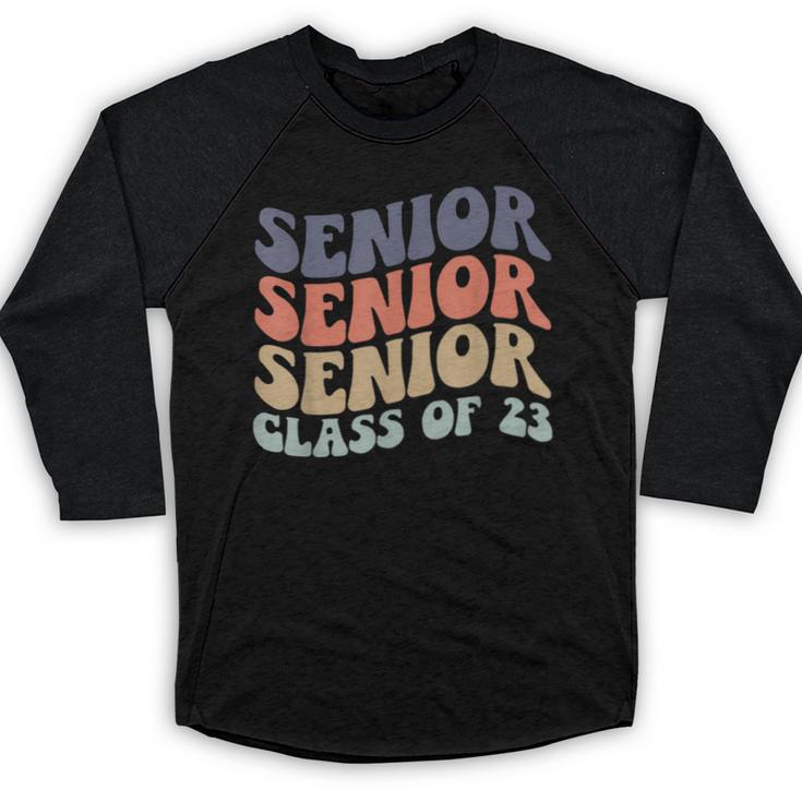 SENIOR 2023 Retro Class Of 2023 Seniors Graduation 23 Hippie Baseball Raglan Shirt