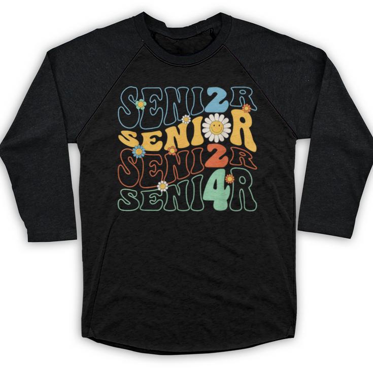 Senior 2024 Groovy Retro Class Of 2024 Graduation Senior 24 Baseball Raglan Shirt
