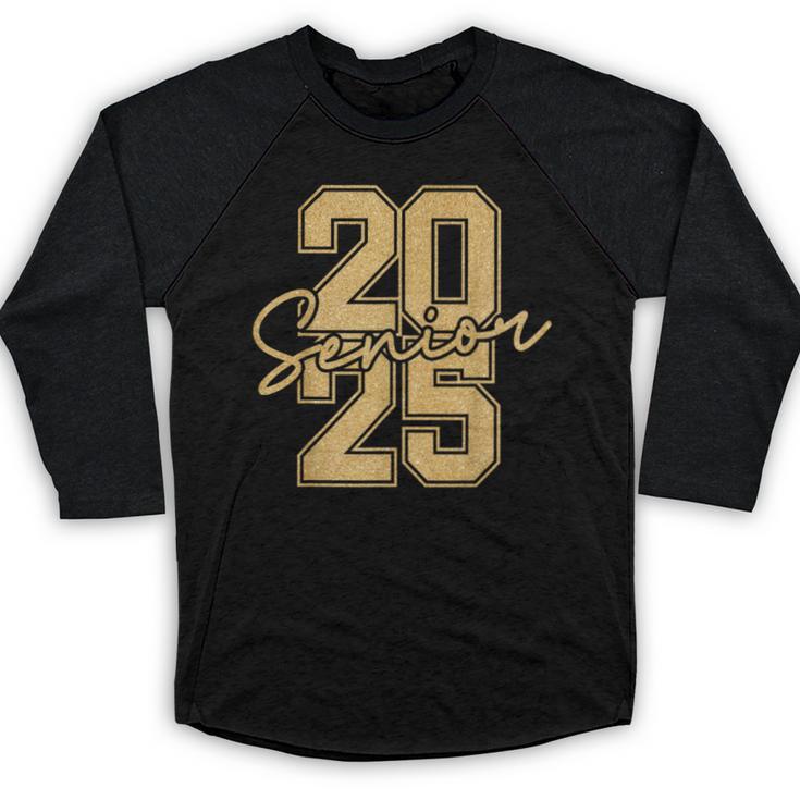 Senior 2025 Class Of 2025 Gold Senior Graduation Baseball Raglan Shirt