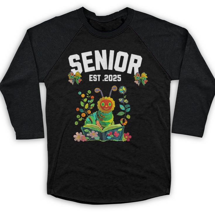 Senior 2025 Graduation Caterpillar For Kids Cute Coquette Baseball Raglan Shirt
