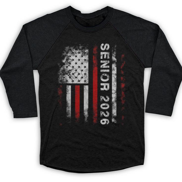 Senior 2026 American Flag Shirt USA Graduation Class Of 2026 Baseball Raglan Shirt