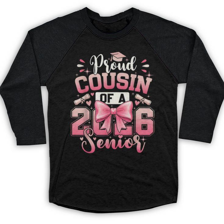 Senior 2026 Class Of 26 Coquette Pink Bow Graduation Cousin Baseball Raglan Shirt