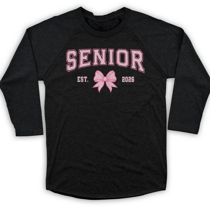 Senior 2026 Class Of 2026 Coquette Pink Bow Graduation 2026 Baseball Raglan Shirt