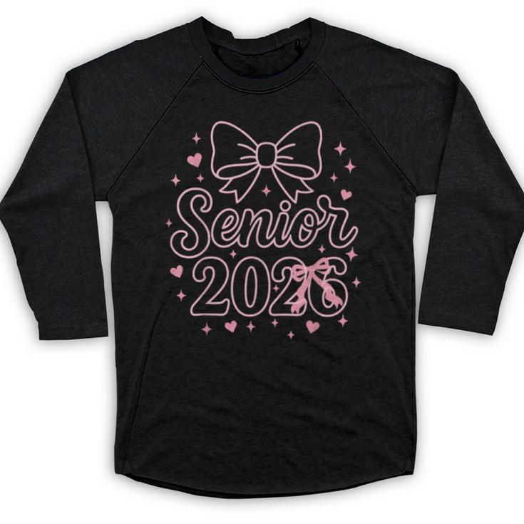 Senior 2026 Class Of 2026 Coquette Pink Bow Graduation Baseball Raglan Shirt