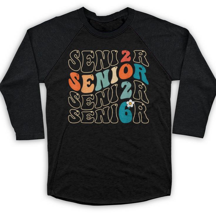 Senior 2026 Class Of 2026 Retro Groovy Graduation Grad Women Baseball Raglan Shirt