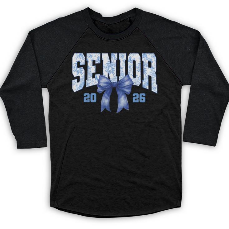 Senior 2026 Class Of 2026 Toile Coquette Bow Graduation 2026 Baseball Raglan Shirt